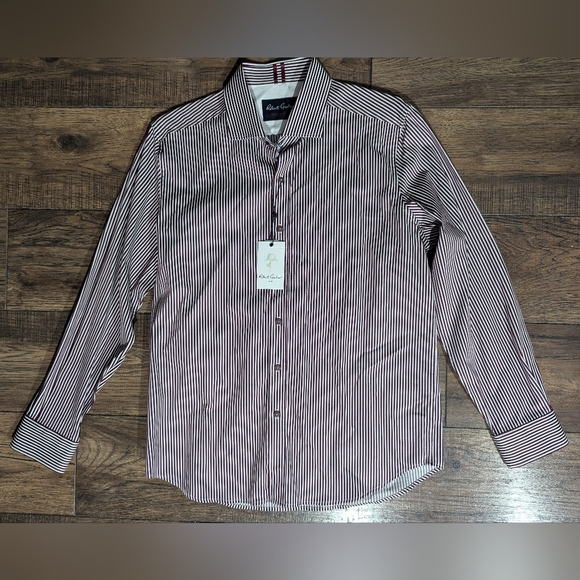 Robert Graham Luther Dress Shirt Men XL Burgundy Stripe Button Long Sleeve NWT - Picture 1 of 16